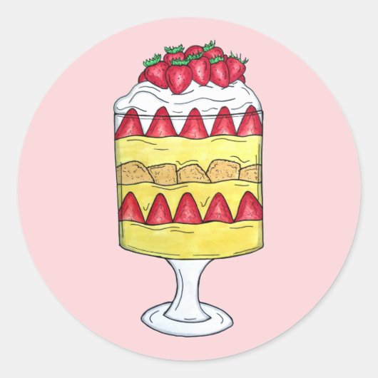 Engels Trifle Fruit Custard Dessert British Food Ronde Sticker (Voorkant)