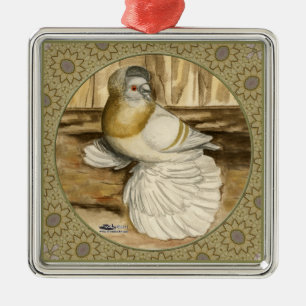 Engels Trumpeter Pigeon Gold Lijst Metalen Ornament