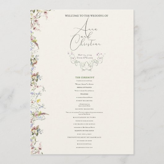 Engels Tuin Party Trouwprogramma Programmakaart (Voorkant)