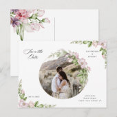 Engels tuingoud floral save the date briefkaart (Voorkant / Achterkant)