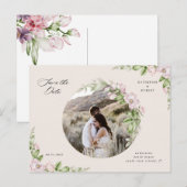 Engels tuingoud floral save the date briefkaart (Voorkant / Achterkant)
