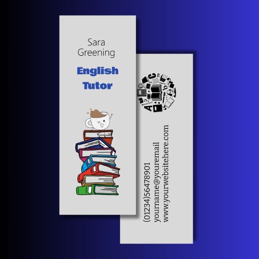 Engels Tutor bladwijzer boek mark tutoring docent Mini Visitekaartje