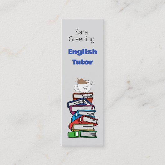 Engels Tutor bladwijzer boek mark tutoring docent Mini Visitekaartje (Voorkant)