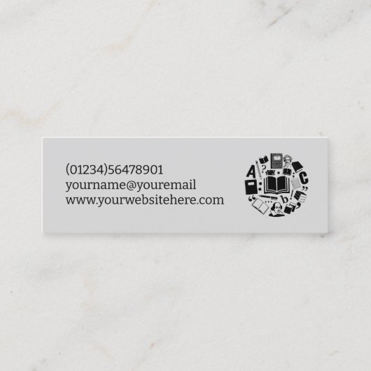 Engels Tutor bladwijzer boek mark tutoring docent Mini Visitekaartje (Achterkant)