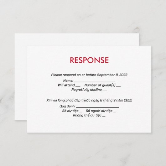 Engels Vietnamees Uitnodiging Modern Ontwerp (Voorkant / Achterkant)