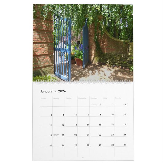 Engels Walled Garden 2025 Kalender (Jan 2026)