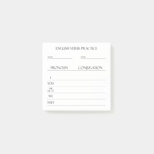 Engels | Werkwoorden Vervoeging Praktijk Post-it® Notes (Voorkant)