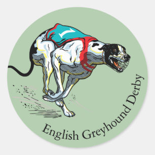 engels windhond ronde sticker