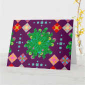 Engels zicht op canvas strepen diep paars kaart (Gele Bloem)