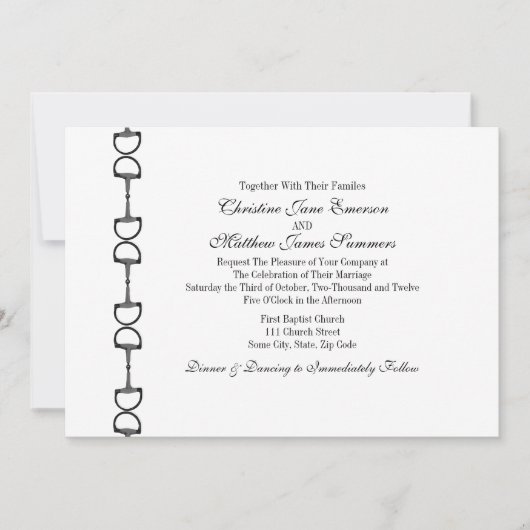 Engelse Bit Equestrian Wedding Invitations Kaart (Voorkant)