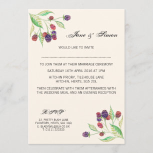 Engelse Blackberries Botanical Wedding Invitation Kaart