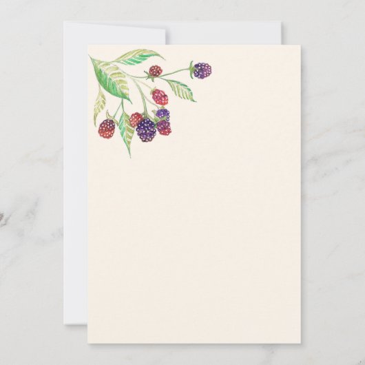 Engelse Blackberry's Botanische Avonduitnodiging Kaart (Achterkant)