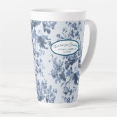 Engelse bloementuin Dusty Blue n White Oma Latte Mok (Rechterhoek)