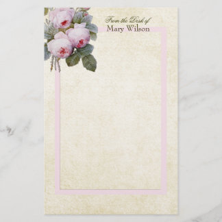 Engelse Bourbon Rozen Boeket Aangepast gepersonali Briefpapier