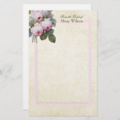 Engelse Bourbon Rozen Boeket Aangepast gepersonali Briefpapier (Voorkant / Achterkant)