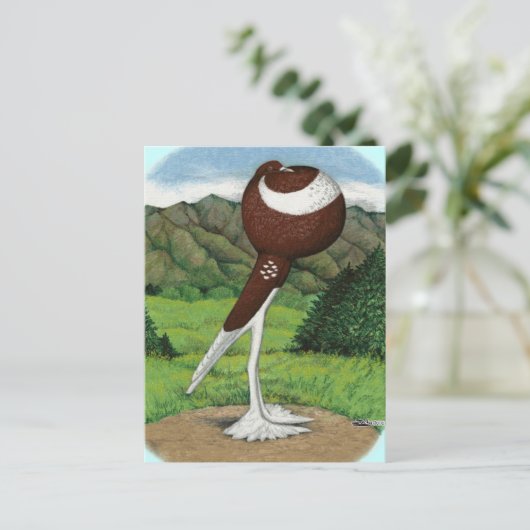 Engelse buitenste: rood met bergen briefkaart (Staand voorkant)