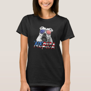 Engelse buldog Amerikaanse vlag Patriottische hond T-shirt