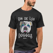 Engelse buldog dag van de dode suiker schedel hall t-shirt (Voorkant)