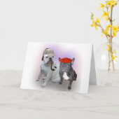 Engelse buldog en Franse buldog Kaart (Gele Bloem)