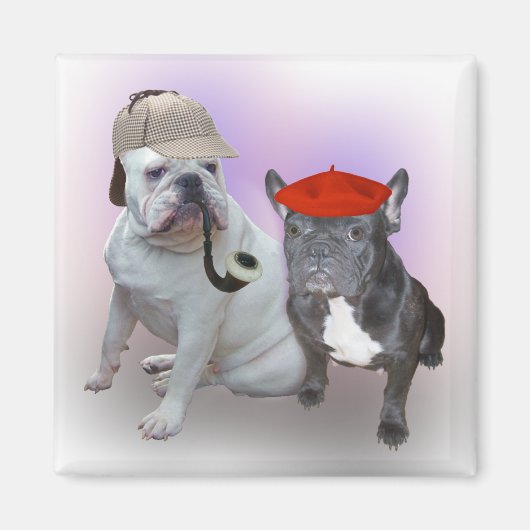 Engelse buldog en Franse buldog Magneet (Voorkant)