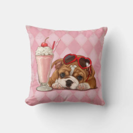 Engelse buldog en milkshake kussen