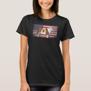 Engelse buldog hond 4 juli Amerikaanse vlag Amer T-shirt
