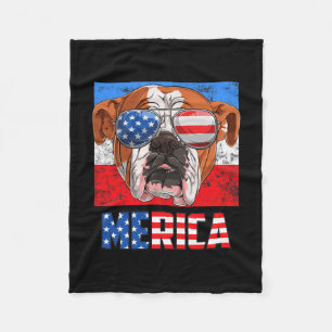 Engelse buldog hond 4 juli Amerikaanse vlag meri Fleece Deken
