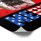 Engelse buldog hond 4 juli Amerikaanse vlag meri Poster (Hoek)