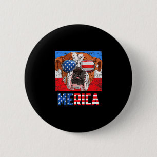 Engelse buldog hond 4 juli Amerikaanse vlag meri Ronde Button 5,7 Cm