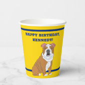 Engelse buldog illustratie gepersonaliseerde parti papieren bekers (Achterkant)