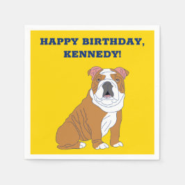 Engelse buldog illustratie gepersonaliseerde parti servet
