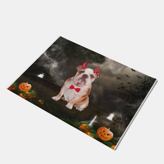 Engelse buldog in Halloween kostuum Deurmat (Schuin)