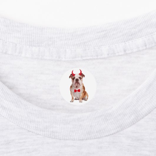 Engelse buldog in Halloween Labels (Aangebracht)