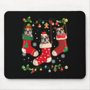 Engelse buldog in sok Kerstmis Kerstman X-mas hond Muismat