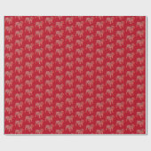 Engelse buldog kersthond Schattige silhouet rood Cadeaupapier (Vlak)