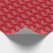 Engelse buldog kersthond Schattige silhouet rood Cadeaupapier (Hoek)