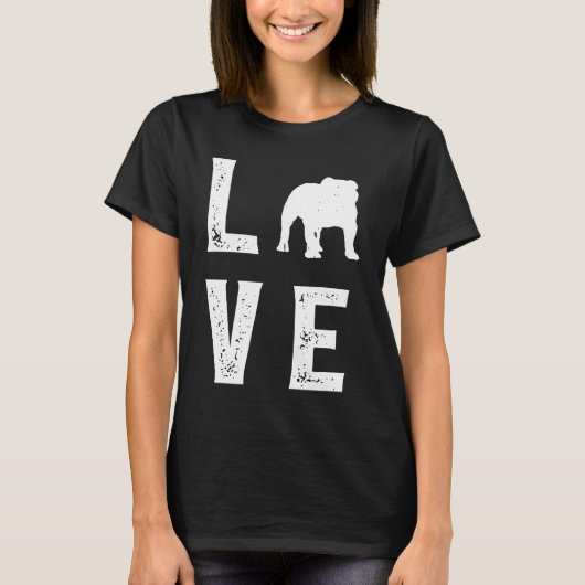 Engelse buldog Liefde  1 T-shirt (Voorkant)