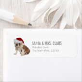 Engelse buldog met Santa Hat Etiket (Insitu)