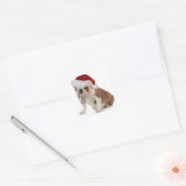 Engelse buldog met Santa Hat Vierkante Sticker (Envelop)