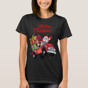 Engelse buldog met sinterklaas in rode vrachtwagen t-shirt