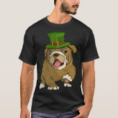 Engelse buldog puppy met groen Pet St Patrick s T-shirt (Voorkant)