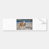 engelse buldog puppy op het strand bumpersticker (Voorkant)