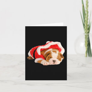 Engelse buldog puppy santa kostuum leuk kerst kaart