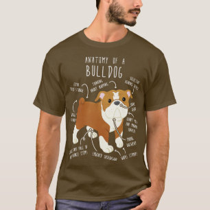Engelse buldog rode en witte hond anatomie t-shirt
