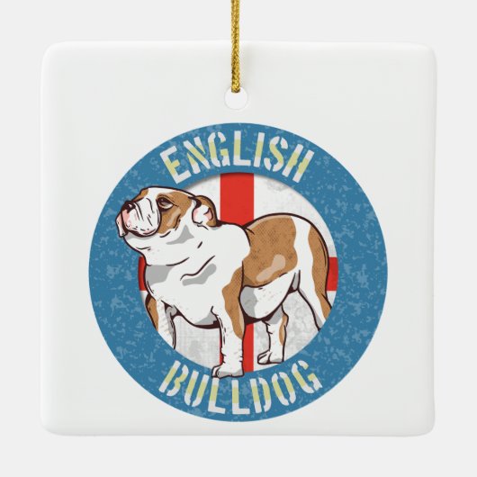 Engelse buldog Saint George's Cross Keramisch Ornament (Achterkant)