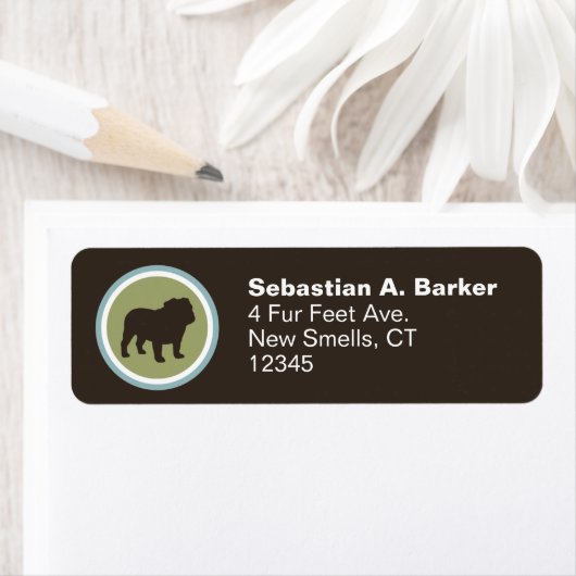 Engelse buldog silhouet | Adres Hondenras Etiket (Insitu)