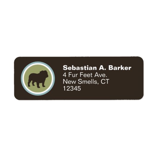 Engelse buldog silhouet | Adres Hondenras Etiket (Voorkant)