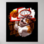 Engelse buldog spelen basketbal leuk hond basketb poster (Voorkant)