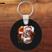 Engelse buldog spelen basketbal leuk hond basketb sleutelhanger (Voorkant)