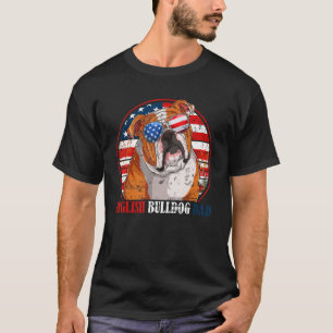 Engelse buldog vader retro Amerikaanse vlag patrio T-shirt